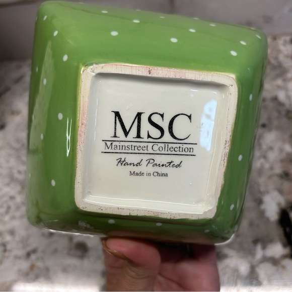 MSC Green Polka Dot Ceramic Stocking Dish - Picture 3 of 4